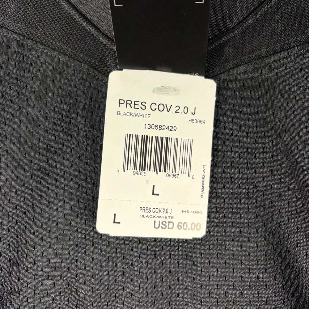 adidas Men's PRES COV 2.0 J Football Jersey Size Large Black White Mesh V-Neck